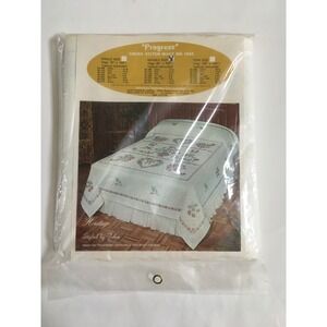 Vtg Progress HERITAGE TOBIN Cross Stitch Quilt Top No. 1553 Double Size